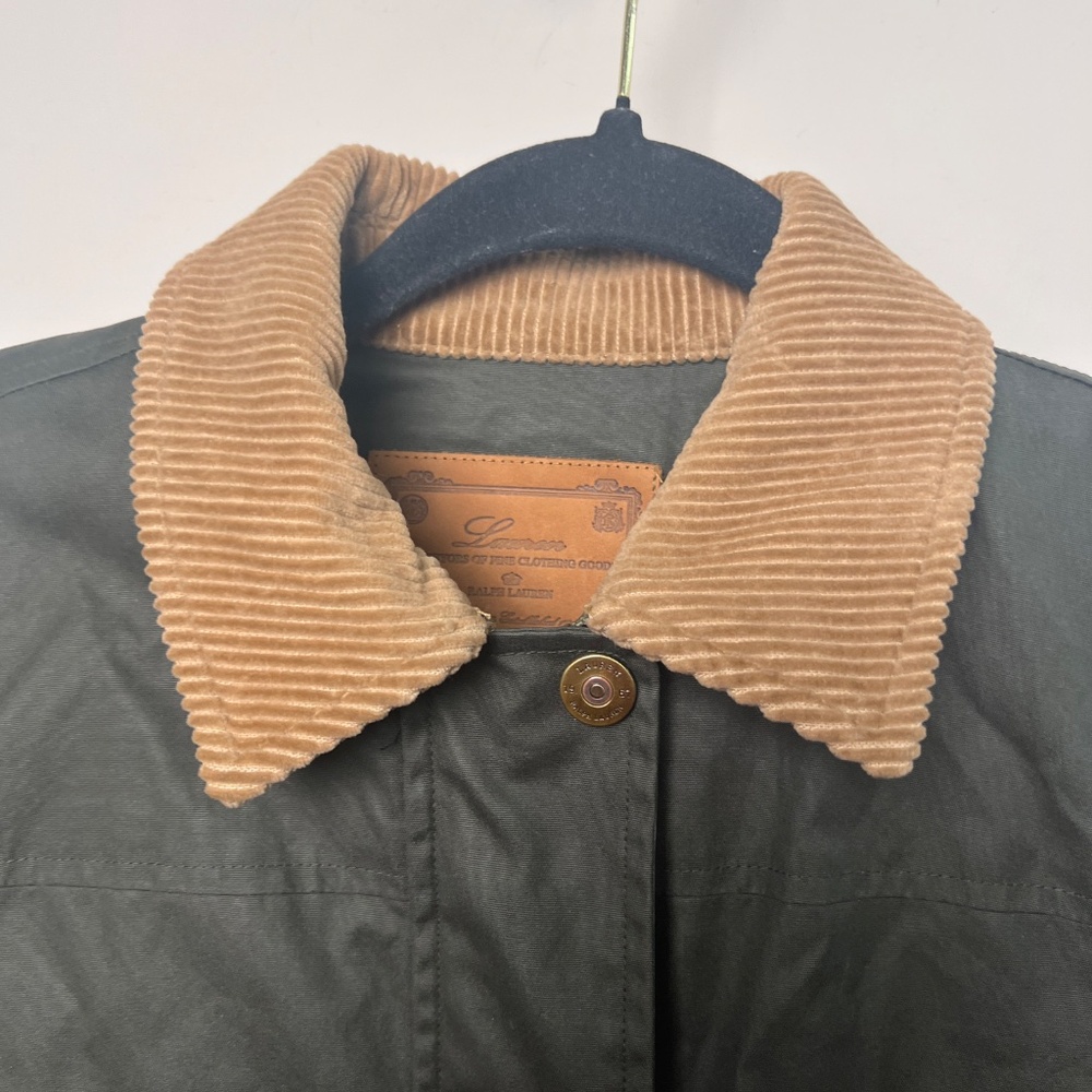 Lauren Ralph Lauren Women’s Olive Green Field Jacket Petite Sml Corduroy Collar - Picture 3 of 11